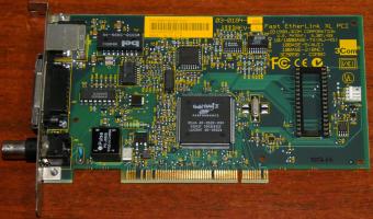 3Com Fast EtherLink XL 3C905B-COMBO 10-100Base-TX (RJ-45) 10Base-5 (AUI) 10Base-2 (BNC) Parallel Tasking II Performance PCI USA 1998